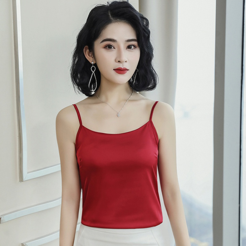 无痕冰丝背心女职业装打底防走光超薄冰丝抹胸百搭修身打底吊带衫工字