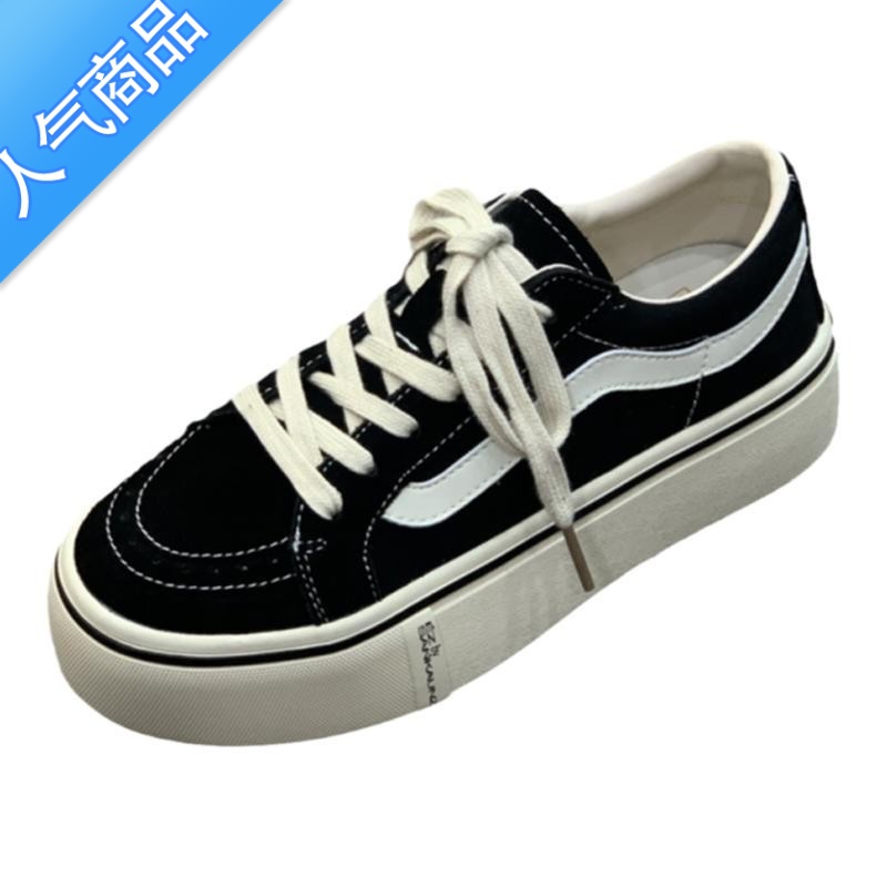 SUNTEK密码MMA帆布鞋女2023新款厚底休闲板鞋系带百搭低帮运动鞋A高清大图