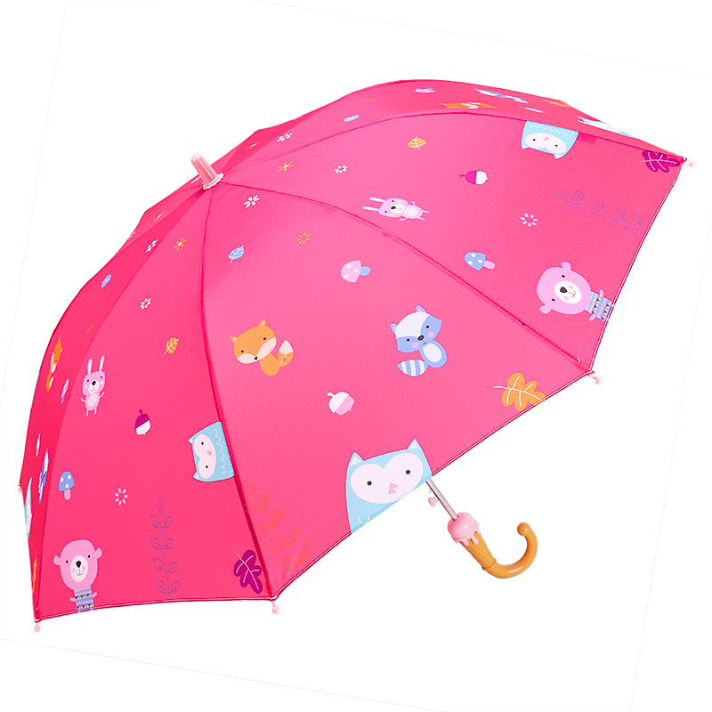 天堂伞 儿童伞直杆伞长柄伞强效拒氺晴雨伞53cm*8骨 3045E森林物语 红色