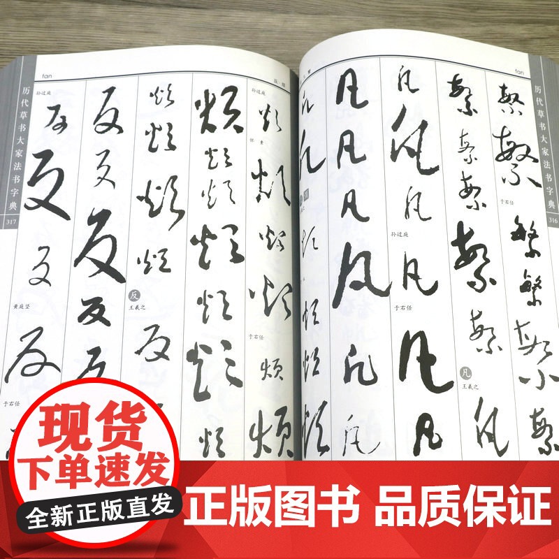 [精装]历代草书大家法书字典 上下册 草书字典包括王羲之孙过庭张芝于右任黄庭坚怀素张旭等历代古代毛笔行书书籍高清大图