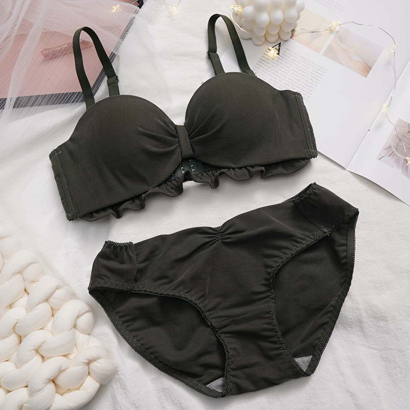 ideamini防滑无肩带内衣女性感小胸聚拢调整型无钢圈抹胸式文胸套装夏