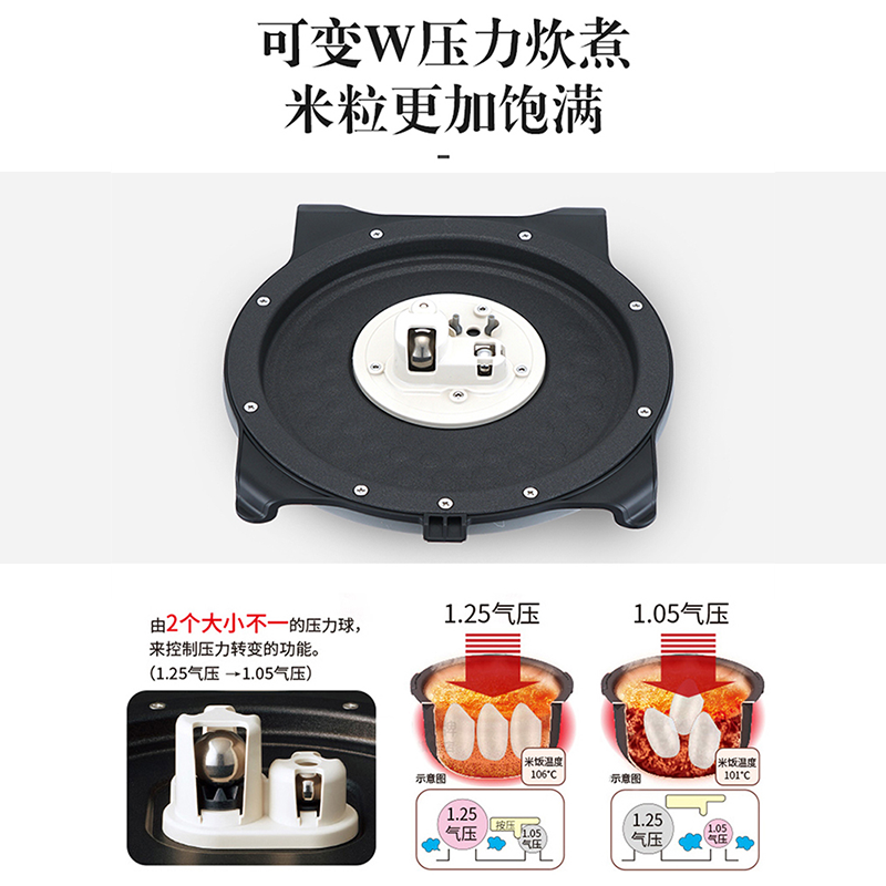 虎牌(Tiger)日本进口电饭煲 JPT-H18C 智能压力IH电磁加热土锅涂层 3L电饭煲6-9人份 丝光白高清大图
