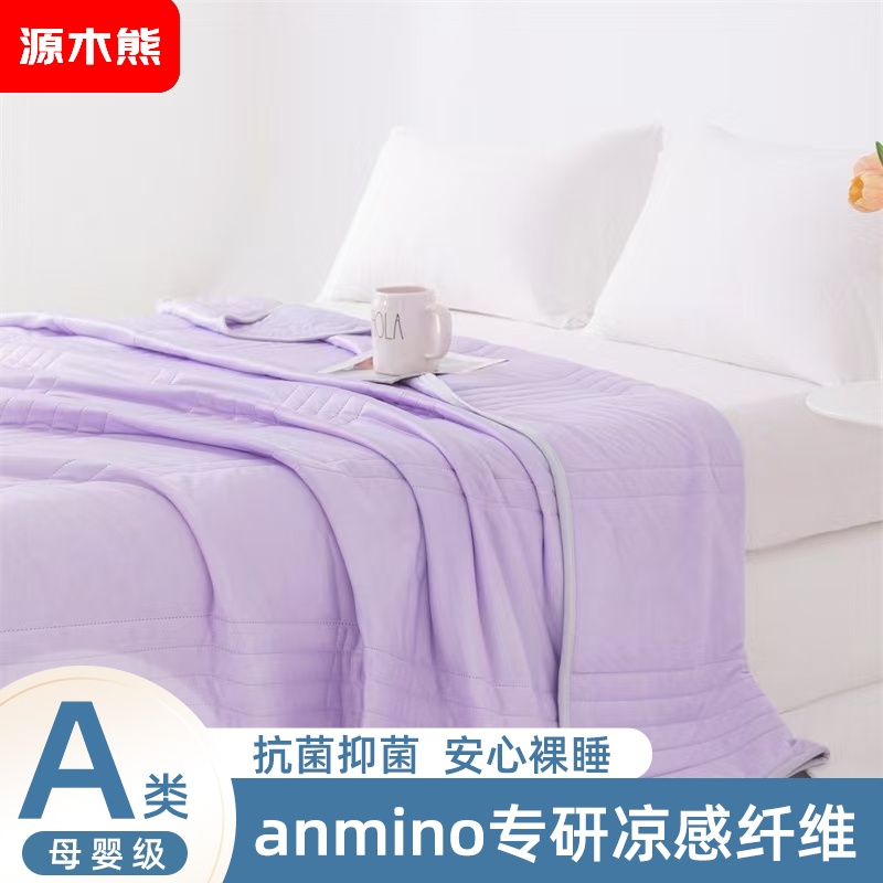 源木熊凉感丝冰淇淋抗菌空调被夏凉被灰色(尺寸:1.8*2米)礼盒款紫色XS高清大图