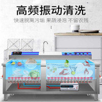 乐创(lecon) 商用声波洗碗机食堂饭店火锅店餐厅用饭盒盘子碟子清洗 豪华旋钮定时1.8米双槽款(带背板水龙头)可开票