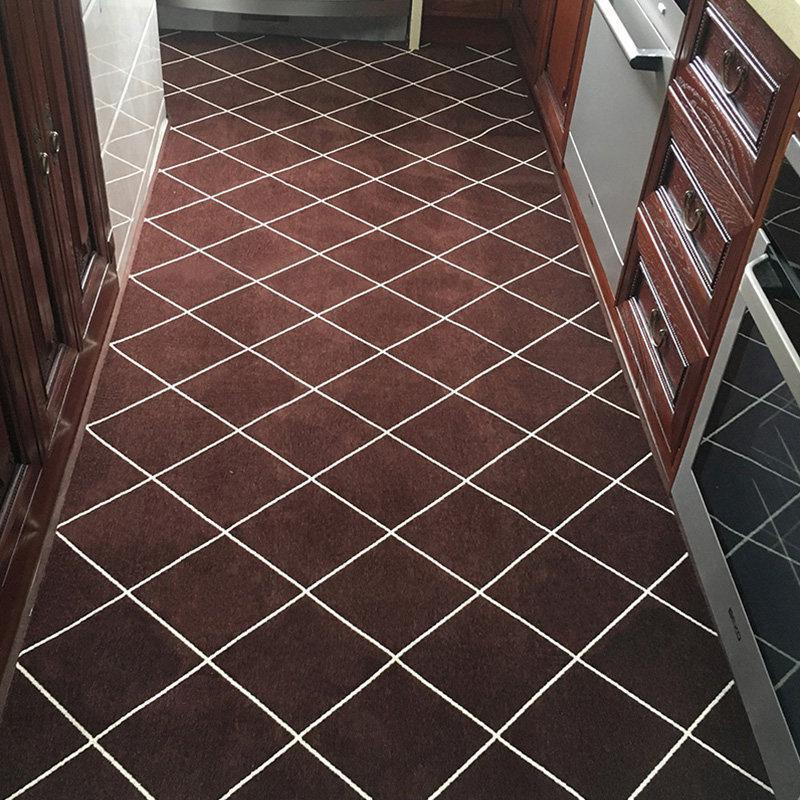 美帮汇厨房地垫家用吸水防滑可擦满铺客厅进垫子防油防水大面积地毯 网格咖 100*140cm