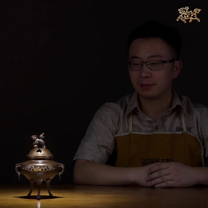 美帮汇全铜摆件《高冈铜器之釻付象眼香炉》铜工艺品 饰品高清大图