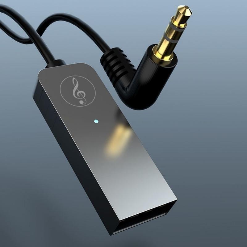 黑色 车载蓝牙接收器5.0汽车AUX音响usb适配器转3.5家用音箱音频接收器