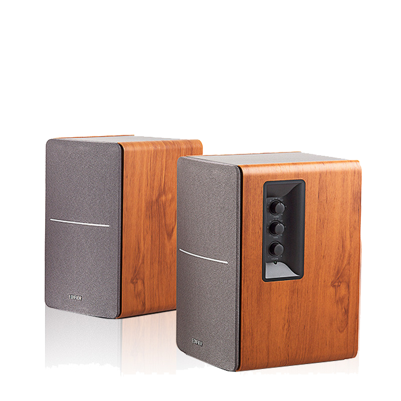 EDIFIER/漫步者 R1200TII 重低音多媒体电脑音箱台式2.0木质书架音响家用 胡桃木 胡桃木纹