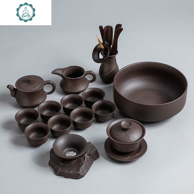 家用原矿紫砂功夫茶具套装 整套陶瓷泡茶壶茶杯茶道礼品茶具 封后 祥龙紫砂茶具14头+礼盒图片