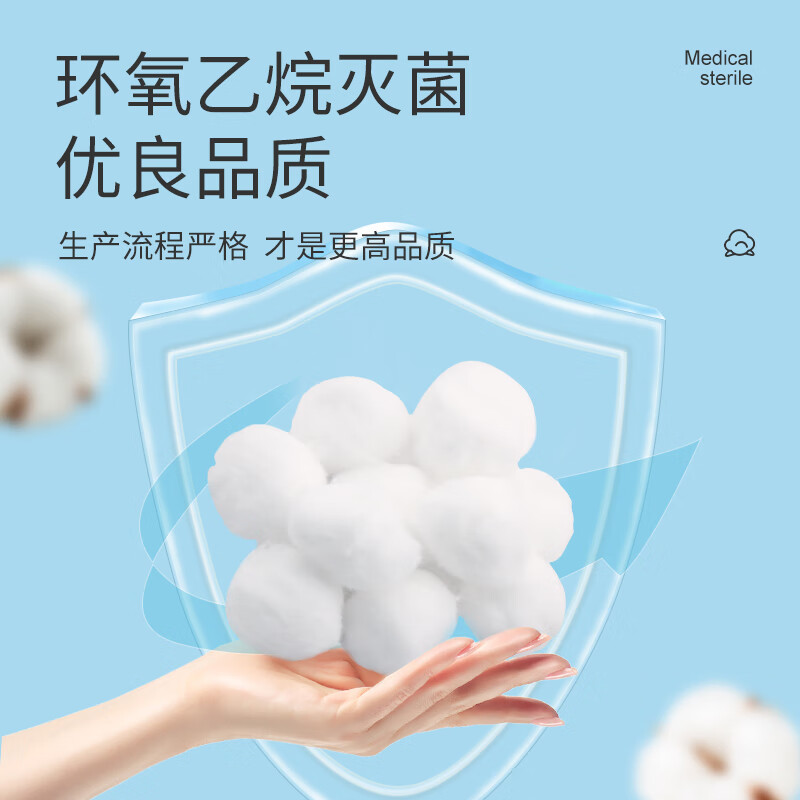 袋鼠医生 医用棉球 无菌脱脂卫生婴儿清洁消毒棉花球 50g(大颗粒约100球)DIY自制碘伏酒精碘酒棉花球凑单高清大图