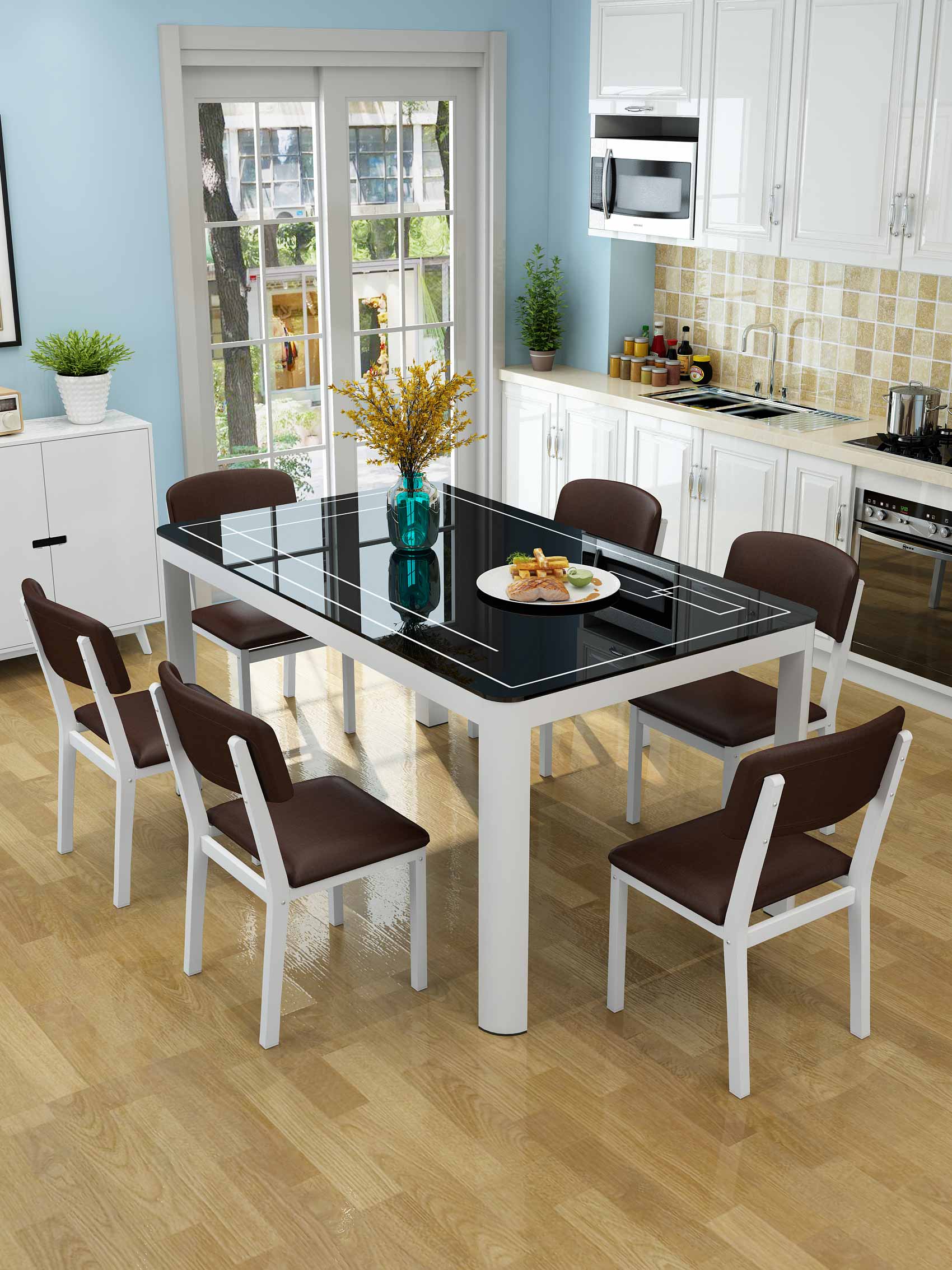 喜视美北欧餐桌椅组合轻奢饭桌现代简约桌子小户型家用方桌视频