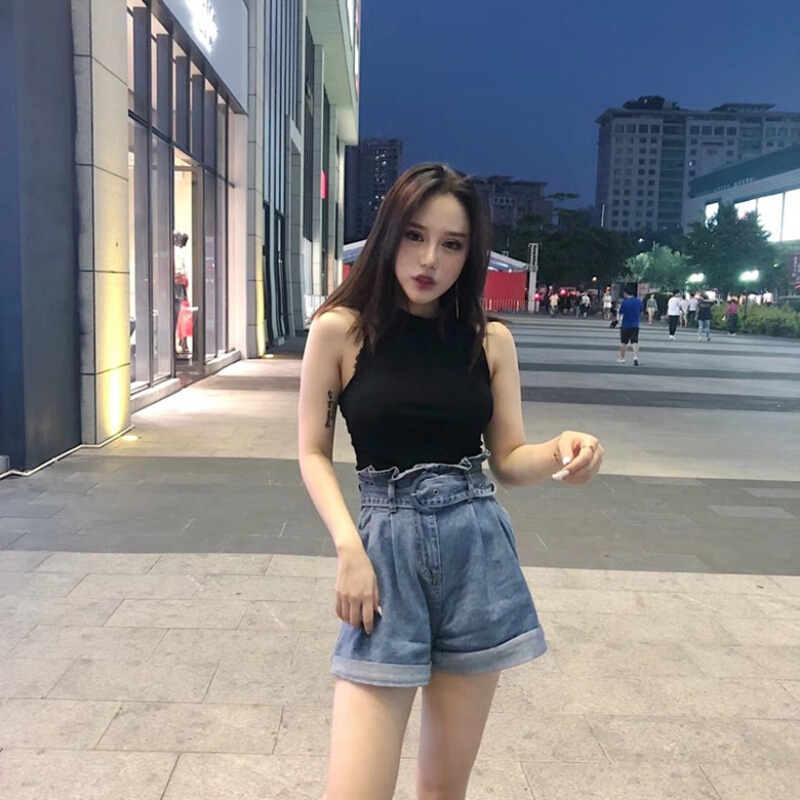 条纹背心2018夏季新款纯色带后背交叉露背小心机短款外穿上衣女白色均码
