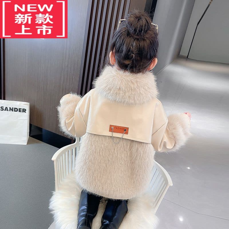 可莉允女童冬装仿皮草外套2022秋冬季新款儿童宝宝网红时髦洋气毛毛棉服图片