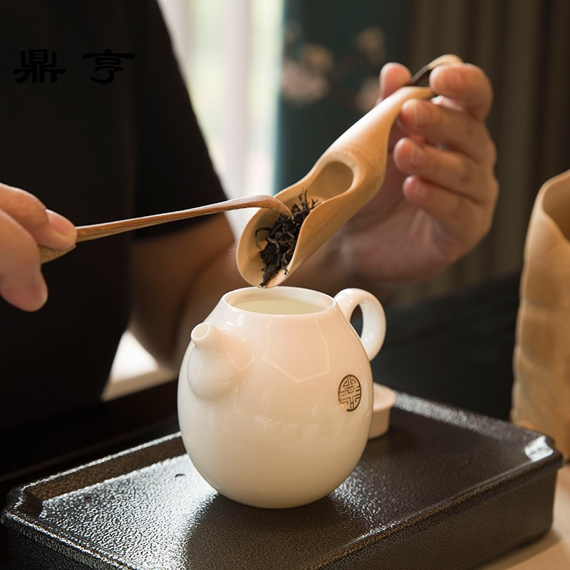 鼎亨德化羊脂玉瓷茶具套装白瓷家用盖碗茶杯泡茶壶整套功夫茶具礼