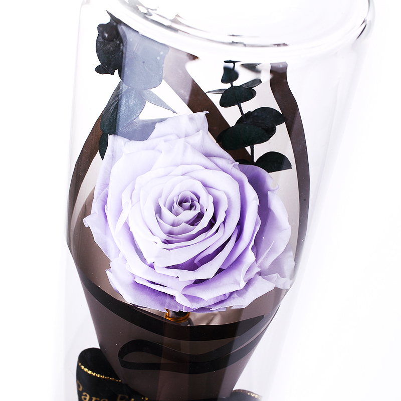 Para Ella 010系列彩灯许愿瓶浅紫玫瑰花永生花礼盒鲜花速递女神节创意礼物情人节礼物生日结婚纪念日礼物送女生女友