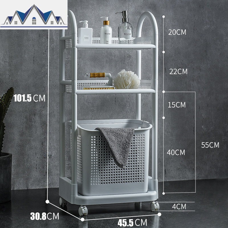 脏衣篮洗衣篮脏衣服收纳筐家用放衣服的篮子脏衣篓浴室装衣娄蓝框 三维工匠收纳篮 白色（三层）
