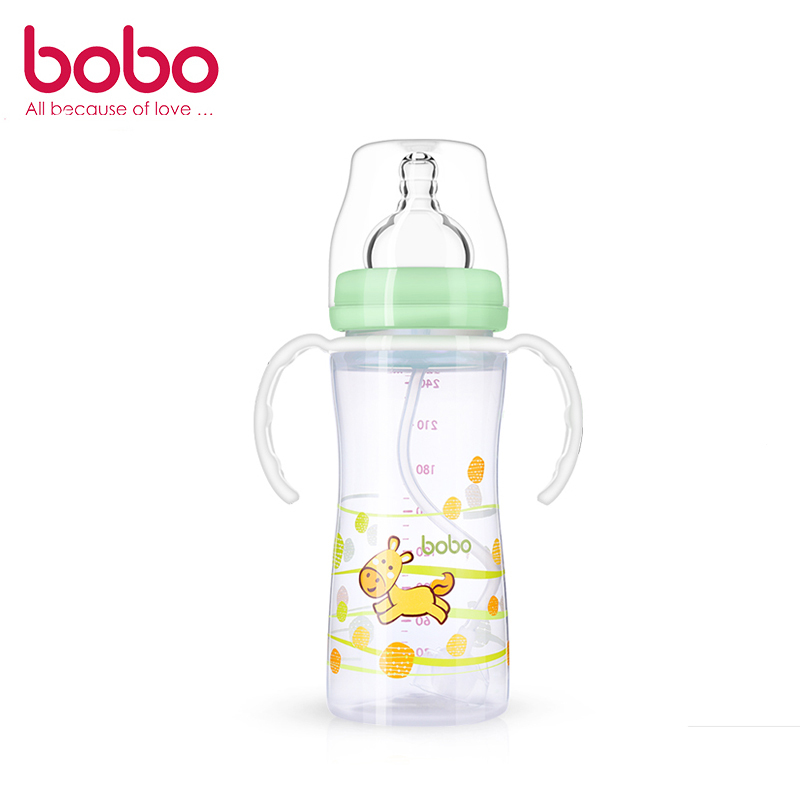 乐儿宝(bobo)婴幼儿PP宽口径奶瓶260ML(绿色)适用年龄12月以上