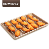 学厨 厨房工具 烘焙工具 13寸不粘烤盘牛轧糖面包饼干烤盘浅款烤箱用具香槟金色 WK9042