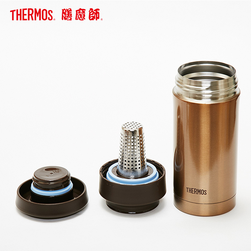 膳魔師(THERMOS)保温杯TCMK-350带茶漏泡茶杯膳魔师350ML水杯304不锈钢车载办公商务土豪金GL家用通用高清大图