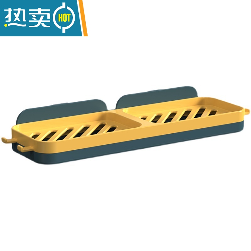 敬平肥皂盒香皂置物架家用壁挂式免打孔浴室创意沥水收纳架不积水 双格沥水皂架[白灰+粉白] 2个装高清大图