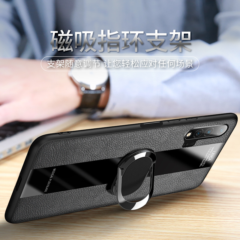[送钢化膜]高铭宣华为nova6手机壳nova6se保时捷皮套全包防摔液态硅 华为nova64g版专用[玄黑]*送钢化膜