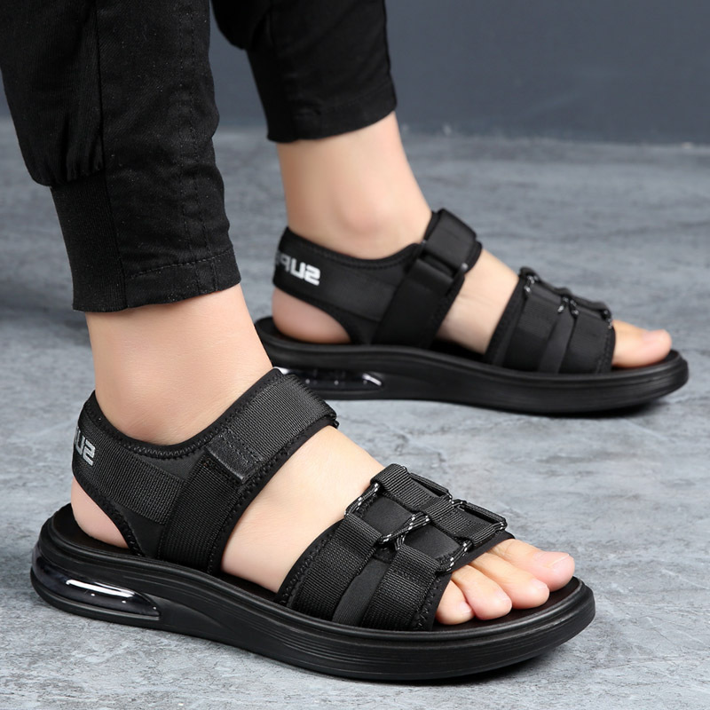 气垫增高凉鞋男士外穿2024夏季新款真皮休闲沙滩鞋男开车凉拖鞋潮_4453高清大图