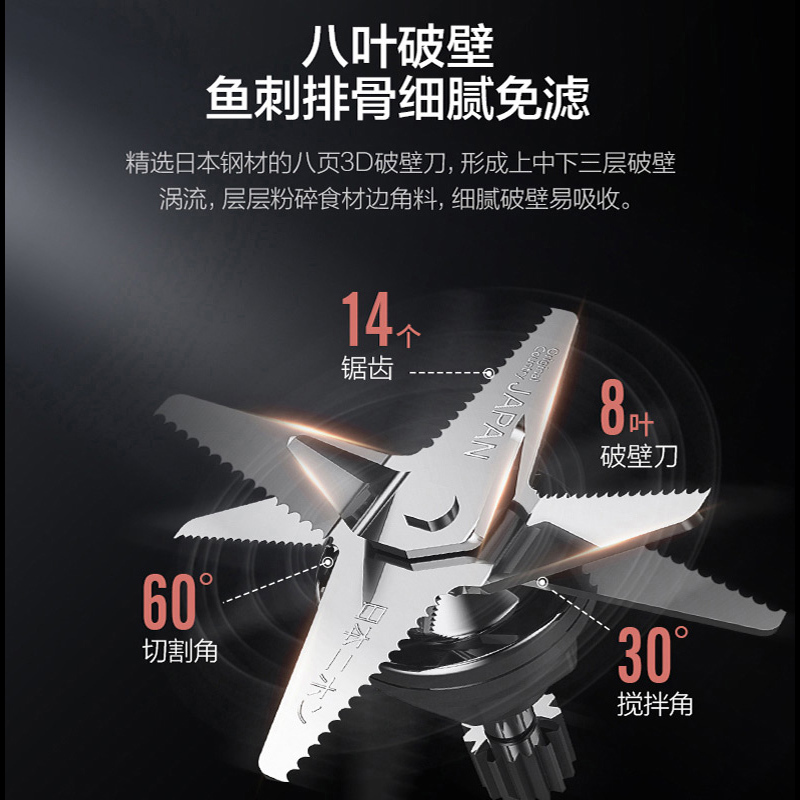 美的(Midea)破壁机家用高温熬煮加热智能防溢破壁料理机绞肉可预约豆浆果汁辅食榨汁破壁料理机power311