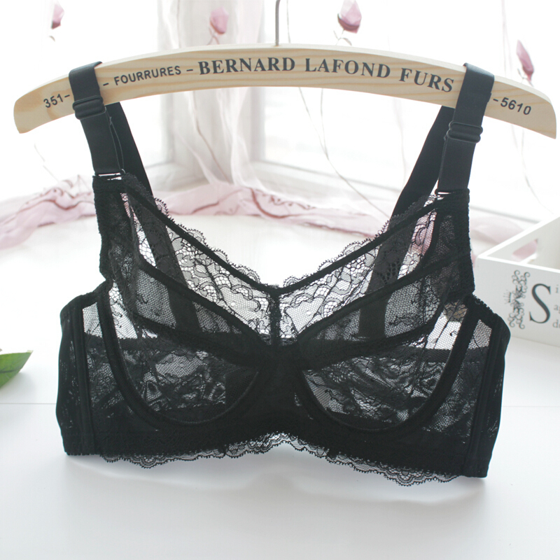 波迷娜bomina款蕾丝大码女士文胸内衣透气性感透明舒适侧收易干易洗胖