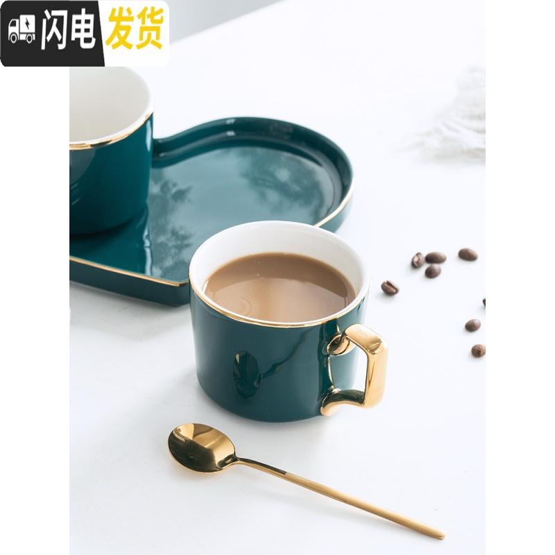 三维工匠创意咖啡杯带勺个性情侣陶瓷杯子一对情侣款家用水杯潮流马克杯碟高清大图