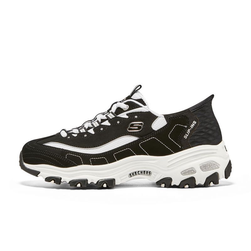 Skechers D’LITES 闪穿系列 减震防滑耐磨 低帮 老爹鞋 女款 黑白 150030-BKW