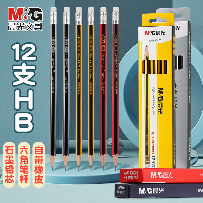 晨光(M&G)木杆铅笔AWP30901红黑抽条三角HB高清大图