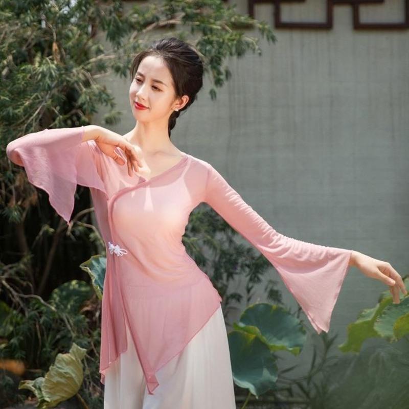 古典舞练功服女身韵纱衣宽松显瘦形体考级民族中国风舞蹈演出服装视频