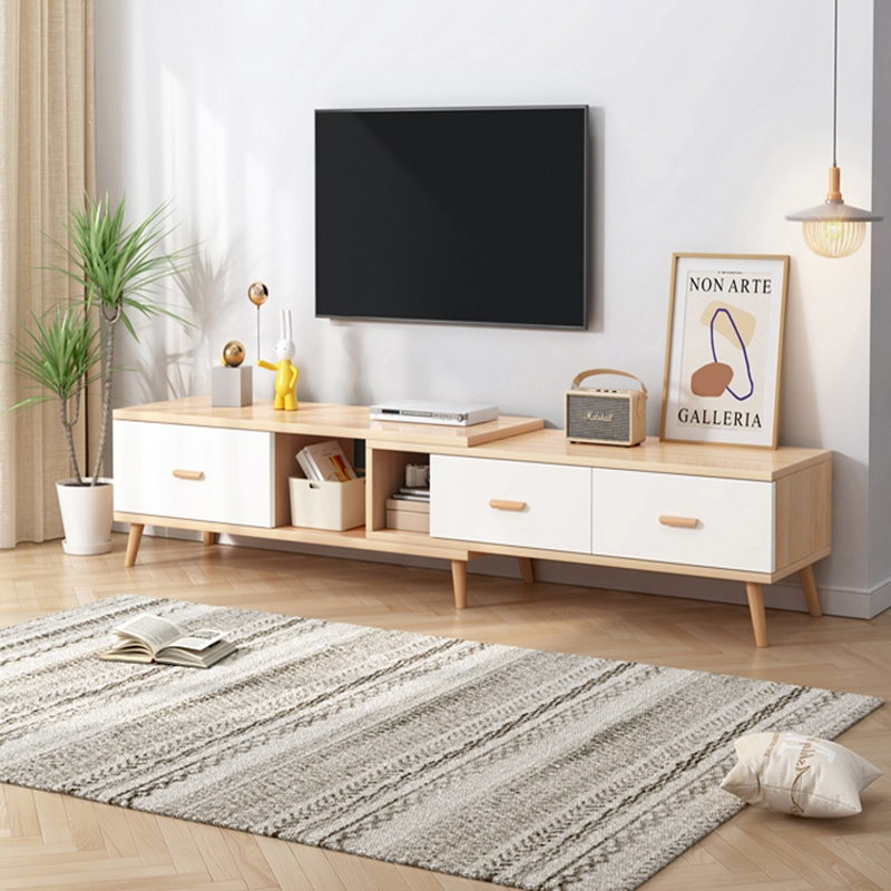 电视柜伸缩现代简约茶几组合小户型符象北欧简易客厅实木腿电视机地柜