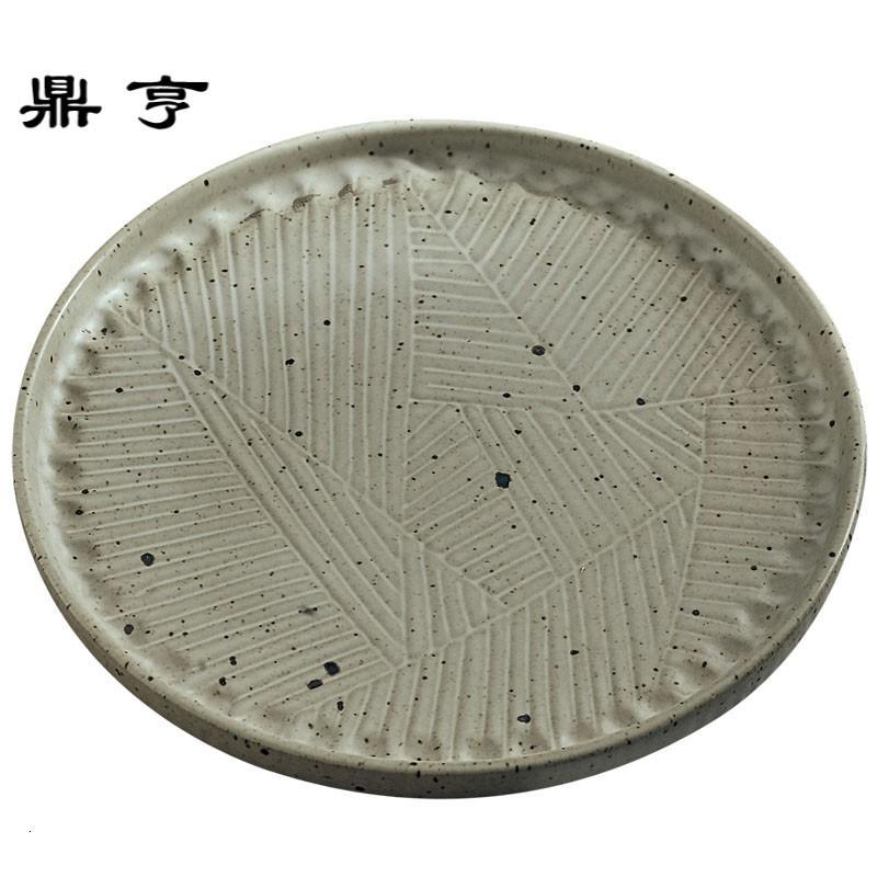 鼎亨干果盘 粗陶复古点心盘蛋糕甜品日式托盘家用 景德镇纯
