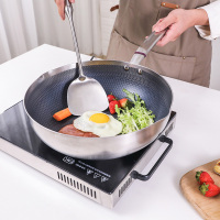 康巴赫(KBH)锅具 煎炒两用锅 炒锅煎锅 316L不锈钢 蜂窝纹理 一锅多用