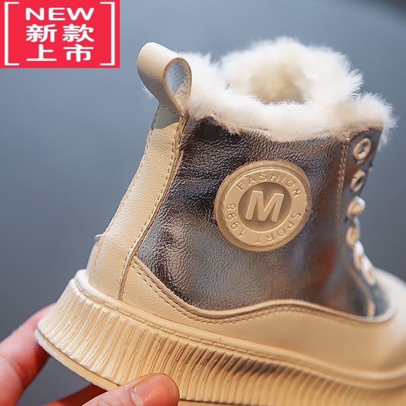 可莉允儿童雪地靴一体女童鞋冬季女童靴子大童加绒加厚棉鞋防水防滑图片