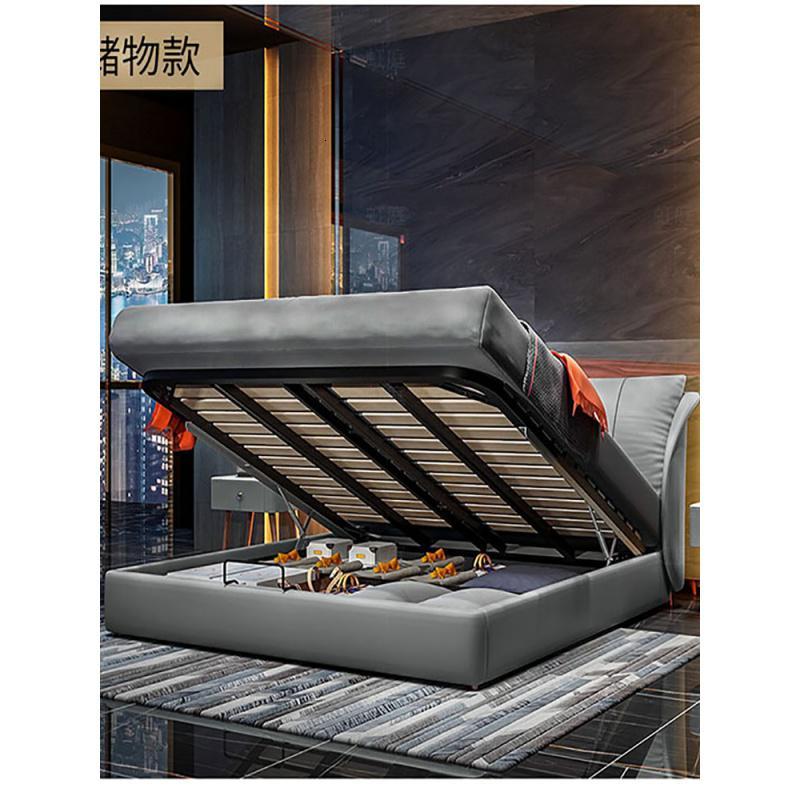 港式轻奢ins网红床主卧皮床真皮床现代简约时尚创意高档床双人床