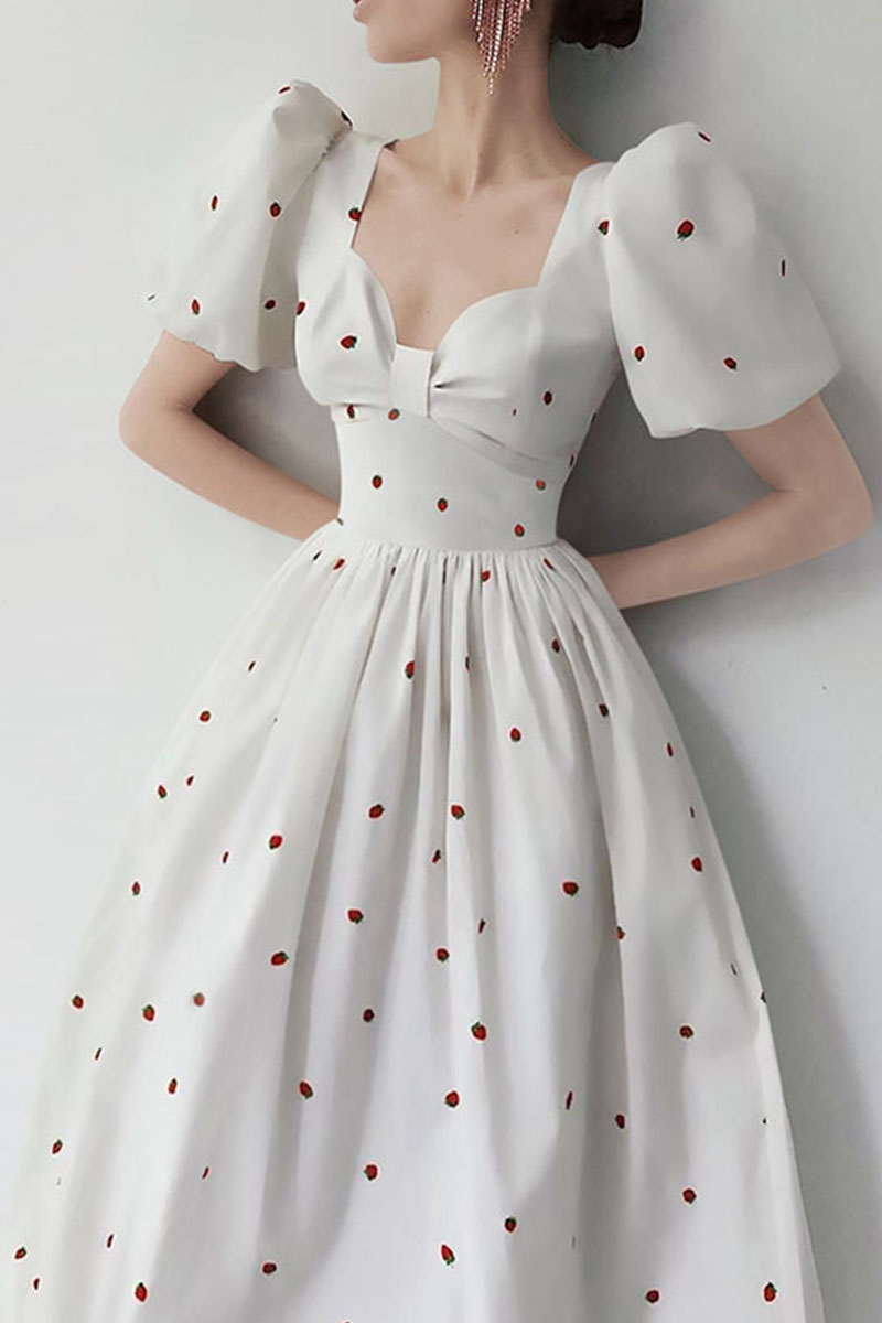 yibusheng连衣裙2021新款复古宫廷风泡泡袖收腰显瘦法式气质礼服长裙