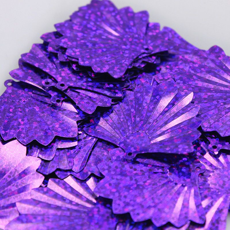 100片38mmdiy幼儿手工亮片塑料亮片装饰亮片扇形扇子亮片红色100片一