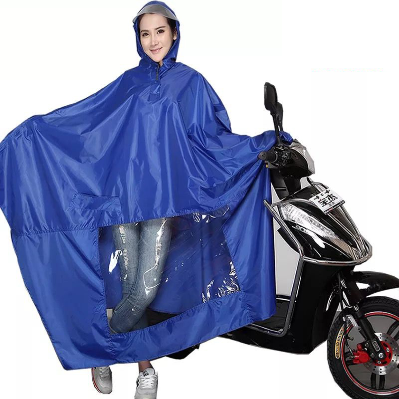 雨衣电动车摩托车面罩成人单人男女士双帽檐加大加厚雨披双人雨衣