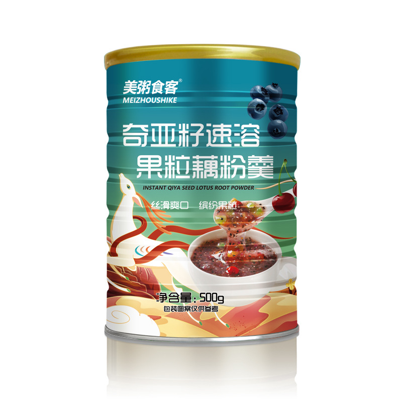美粥奇亚籽速溶果粒藕粉羹500g/罐 速溶藕粉小颗粒速溶早餐冲饮高清大图