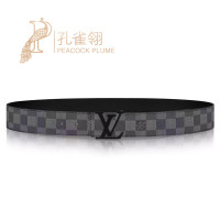 Louis Vuitton LV路易威登孔雀翎海外直邮新款针扣男士腰带40mm腰带灰色系 M9808T