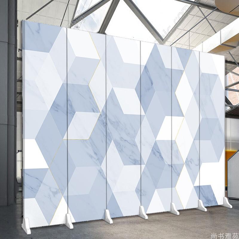 BONJEAN北欧简易屏风隔断纹理抽象客厅折叠办公室背景经济型布艺移动折屏高清大图