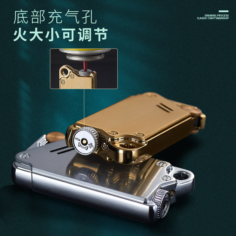 防风打火机男直冲点烟器创意个性蓝焰复古砂轮充气火机网红潮高清大图