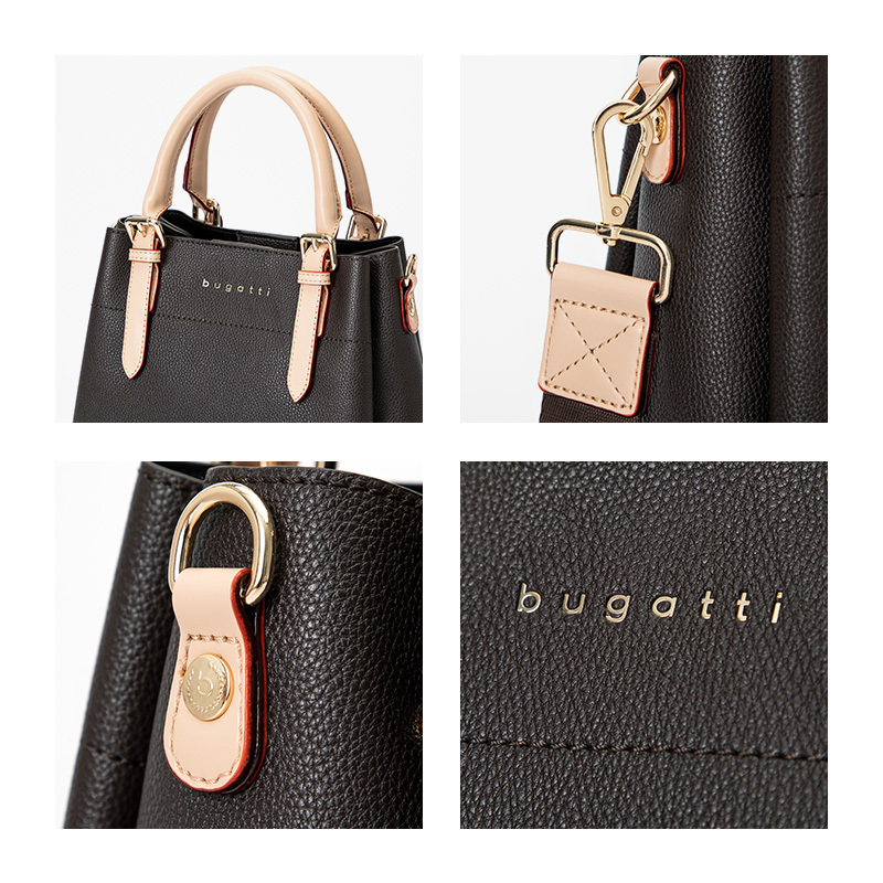 bugatti 德国轻奢品牌 新款女士棕色简约欧美风时尚手提包礼盒装斜跨包包妈妈款洋气质高级感女包