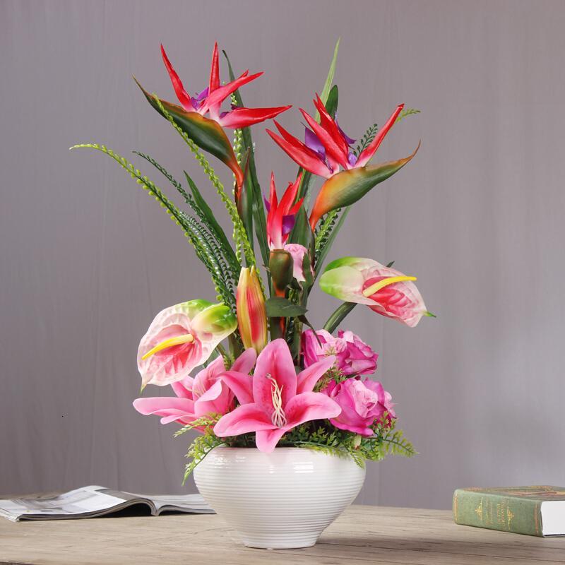 盆花插花餐桌花瓶假花仿真花套装摆件客厅摆设室内装饰花卉