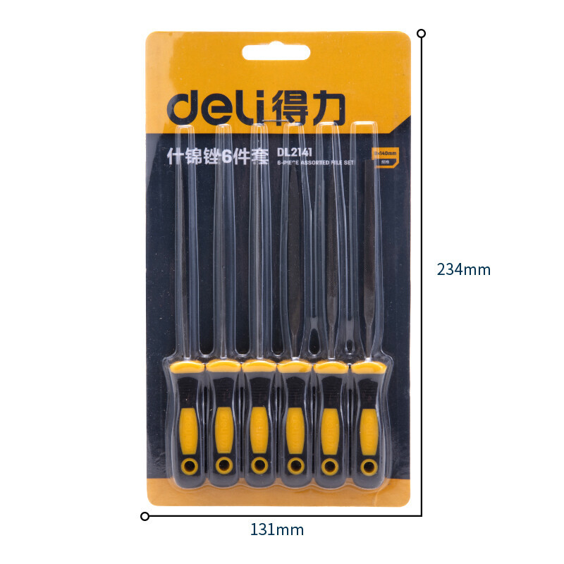 得力(deli) 什锦锉6件套(黄)4×160mm