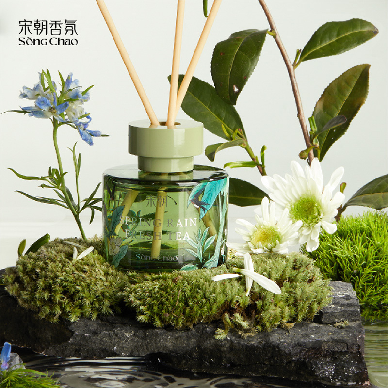 宋朝 繁花之境系列无火香薰 120ml 春雨清茶(无火香薰*1+扩香棒*6)高清大图