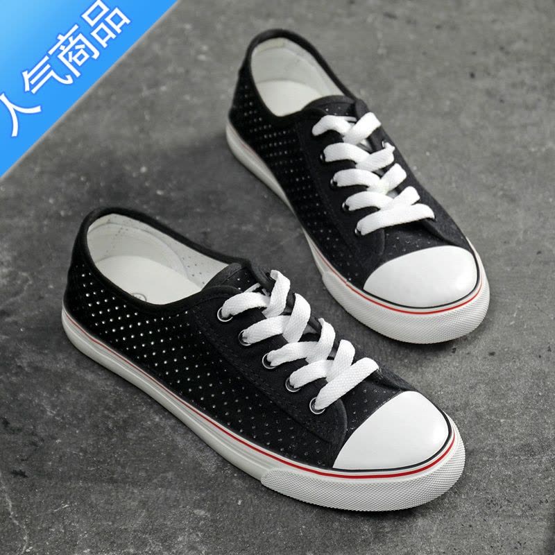 SUNTEK2023夏季新款小白鞋透气网面镂空网眼薄款帆布鞋女休闲运动鞋板鞋图片