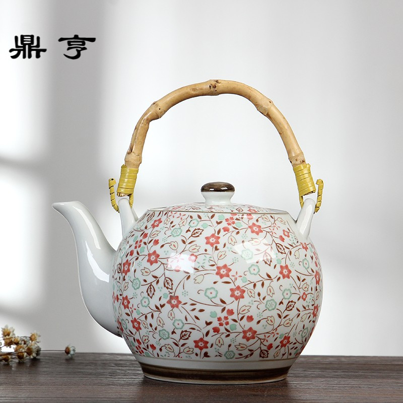 鼎亨耐高温陶瓷大茶壶1000毫升陶瓷泡茶壶带过滤壶青花瓷茶壶